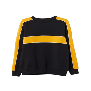 Pull-over unisexe à col rond en tricot, couleur contrastée, coupe ample, sweat-shirt décontracté, automne, coupe classique, noir et jaune - Product Image 1