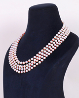 Collier de perles d'eau douce naturelles et de pierres précieuses grenats, perles rondes blanches