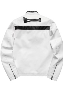 Skeleton Biker Solid Casual Spring Leather Jacket Zipper Stand Collar Waterproof Breathable Windproof Eco-Friendly Quick Jacket - Product Image 6