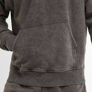 Nouveau design durable, sweats à capuche pour hommes 100 % coton, couleur unie, effet délavé, brodés sur mesure, anti-plis, service OEM en gros - Product Image 2