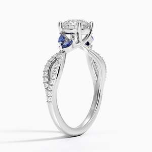 Bague BOJ 052 Coupe Ronde en Argent 925 Luxe avec Saphir et Diamant Plaqué Rhodium 2ct Couleur D VVS1 Moissanite Certifiée GRA - Product Image 2