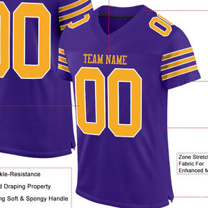 Nouveau maillot de football américain à manches courtes unisexe, tissu personnalisé, col en V, anti-UV, vêtements de sport, maillot de football américain - Product Image 4