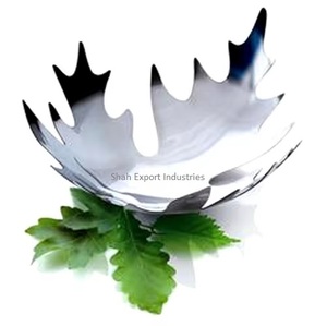 Handicrafts Metal <b>Silver</b> Leaf Design Serving Platter <b>Bowl</b> for Home & Hotel Table Decorated Food Serving Dish <b>Bowls</b> - Product Image 6