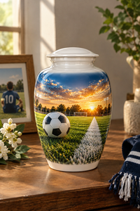 Urne funéraire en métal pour cendres humaines, adulte, commémorative, football, sport, design personnalisé, style américain, durable - Product Image 2