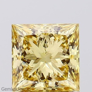 Diamant de laboratoire cultivé, taille princesse, jaune intense fantaisie, 5 carats, pureté VVS, certifié IGI, pour la fabrication de bijoux fins - Product Image 3