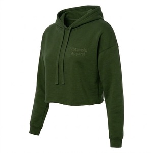 Sweat à capuche court épais délavé à l'acide, imprimé sérigraphié, ourlet brut vieilli, style streetwear décontracté, coupe oversize, vente en gros - Product Image 2