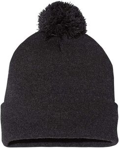 Unisex Black Knitted Beanie <b>Hat</b> with <b>Pom</b> <b>Pom</b> Solid Color Winter Warm Cap Handmade Acrylic Casual Style Adult 56-58CM - Product Image 4