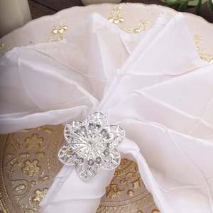 <b>Silver</b> Metal Flower <b>Napkin</b> Rings for Wedding Table Decoration - Product Image 6