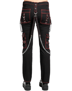 Custom Unisex Gothic <b>Punk</b> Cargo Pants Black White Contrast Stitching Straps Multi Pockets Wide Leg Techwear Trousers Elastic - Product Image 2
