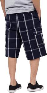 กางเกงขาสั้นคาร์โก้ผู้ชาย – กางเกงลำลองลายสก๊อตทรงหลวมเอวยางยืดมีกระเป๋าหลายช่องทรงปกติ - Product Image 4