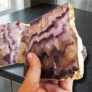 Wholesale Polished Amethyst Natural Quartz Gemstone Plates <b>Coasters</b> Golden Trim Crystal Crafts Tea Coffee Cup Slices - Product Image 3