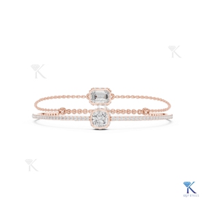 Lab Grown Diamond Dual Layer Tennis Chain <b>Bracelet</b> 14K 18K <b>Solid</b> Gold Fine Unisex Luxury Layered Jewelry Gift Party - Product Image 4