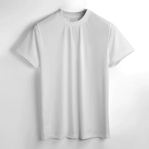เสื้อยืดผู้ชายคุณภาพสูง สีขาวล้วน สำหรับงานซับลิเมชั่น ทรงปกติ 100% โพลีเอสเตอร์ รับสกรีนโลโก้ แขนสั้น - Product Image 3