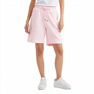 Custom Logo Color Block Sweat Shorts Women Wholesale Blank Yellow and <b>Black</b> Fleece Shorts Two Tone Track Shorts With Pockets - Product Image 2