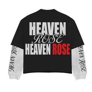 Oversized Double Layer Graphic Long Sleeve Tee Y2K Gothic Mesh Sleeve Heavy Cotton Streetwear Wholesale - Product Image 3