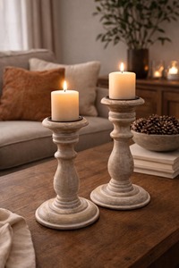 Modern Wooden Candle Holder with Smooth Finish Decorative Stand for <b>Bedroom</b> Living Room and Office Home Decoration - Product Image 6