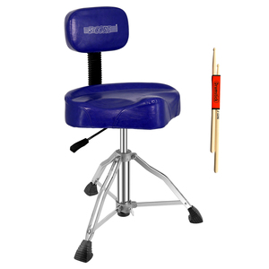Siège de batterie professionnel en métal à 5 éléments, avec coussin rembourré de 4 pouces, dossier et réglage de la hauteur par vérin pneumatique, capacité de 441 lb, modèle DS - Product Image 1