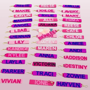 Hot Selling Custom Vertical Beaded Name Keychain <b>Wristlet</b> Personalized Letter Key Holder Handmade Boutique Fashion Adjustable - Product Image 4