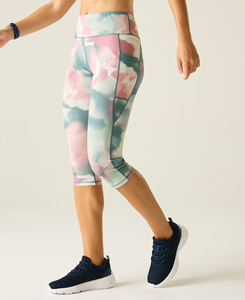 Leggings capri imprimés à taille haute pour femmes, tissu tricoté extensible respirant à séchage rapide, avec poches, pour toutes les saisons - Product Image 1