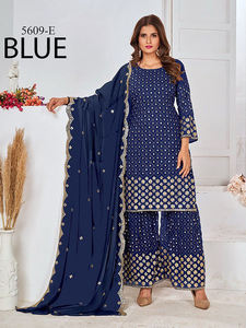 Última Moda en Ropa Étnica India de Invierno, Personalizable, para Fiestas, Top Sharara Dupatta con Bordado, Reversible, Listo para Usar - Product Image 2