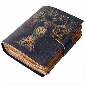 Cahier de notes vintage en cuir véritable avec bord en papier journal intime Antique Vintage Book of Spells Mother Of Earth Sketch Books - Product Image 2