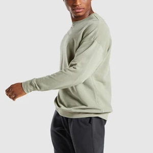 Sweat-shirt à col rond OEM ODM en coton molletonné uni à manches longues, fabricant de vêtements personnalisés en gros - Product Image 2