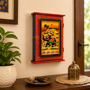Hand Painted Wooden Key Box | Traditional <b>Elephant</b> Wall Mounted Key Cabinet | Handmade Wooden Key Holder Organizer - Product Image 6