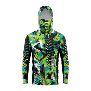 Performance Men's Fishing Hoodie 100% Polyester Lightweight Stretch Fabric Integrated <b>Face</b> Covering Fully Sublimation Pull Over - Product Image 6