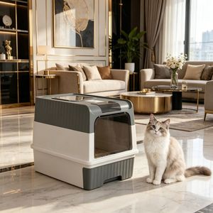 18.9-Inch Rectangle <b>Cat</b> Litter <b>Box</b> with Easy Clean Feature Eco-Friendly PP & ABS Material Durable Dog App Control Compatible - Product Image 3