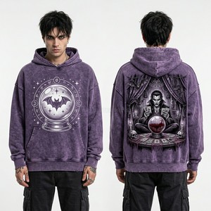 เสื้อฮู้ดดี้สีน้ำเงินสไตล์วินเทจสำหรับผู้ชาย พิมพ์ลายขวดหมึกแบบกอธิค สตรีทแวร์ ซัพพลายเออร์เสื้อผ้า - Product Image 6