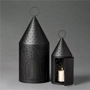 Juego de Faroles Decorativos de Metal Negro con Forma de Estrella, Portavelas Cónicos de Hierro para Centro de Mesa de Boda y Decoración Interior y Exterior del Hogar - Product Image 1