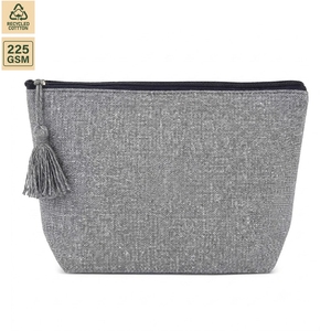 กระเป๋าเครื่องสำอางผ้าฝ้ายรีไซเคิล 225 GSM พร้อมซิปและพู่ห้อย  รับผลิตตามแบบ  โลโก้สั่งทำ  ขายส่ง OEM แบรนด์ส่วนตัว  ผู้ผลิตจำนวนมาก - Product Image 1