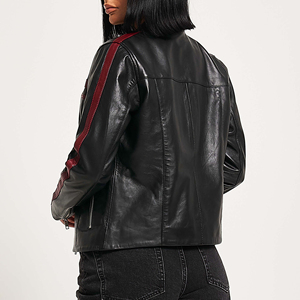 New Streetwear Style <b>Long</b> Sleeve Solid Color Women <b>Leather</b> <b>Jacket</b> Comfortable Fit Lightweight Women <b>Leather</b> <b>Jacket</b> - Product Image 5