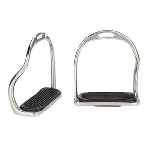 Étriers de cheval de style occidental avec revêtement en cuir de vachette et aluminium gravé à la main - État d'occasion - Product Image 4