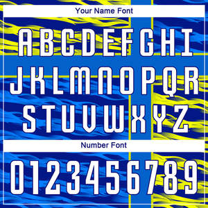 Conjunto de Uniforme de Fútbol Sublimado Personalizado, Azul Cobalto con Rayas Amarillas, Patrón de Ondas, Equipación Deportiva Transpirable de Poliéster - Product Image 5