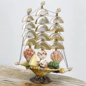 Sea shell boat high quality miniature sailboat crafted by hand souvenir seashell ship <b>model</b> <b>kit</b> - Product Image 1