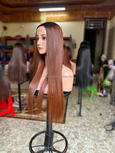 Peluca de cabello humano virgen vietnamita marrón encaje frontal completo HD encaje largo recto StyleBone recto 30 pulgadas longitud estirada mujeres - Product Image 5