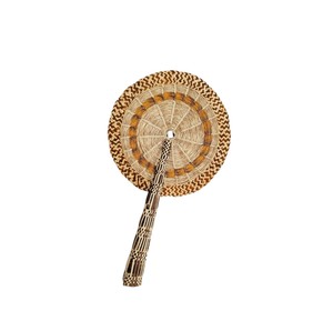 Abanico redondo decorativo de hierba marina tejida a mano con patrón geométrico, abanico étnico tradicional para decoración de pared del hogar. - Product Image 1