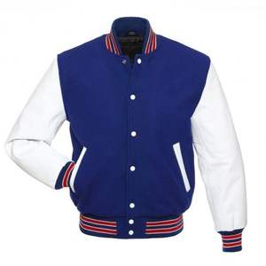 Nouvelle veste universitaire personnalisée pour homme en laine méltone avec manches en cuir, modèle 2026, vente en gros, en tissu toile pour le printemps - Product Image 2