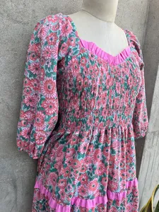 Robe en coton décontractée grande taille pour femmes pour l'été Robe de printemps à manches longues avec décoration brodée - Product Image 2