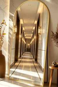 Espejo de pie ovalado Heavenly Mirror con marco de metal dorado, espejo decorativo moderno de vidrio con LED para uso doméstico - Product Image 6