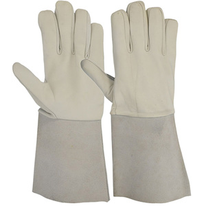 Heavy Duty Leather Welding <b>Gloves</b> Long Cuff Heat Resistant Anti-static Cotton Lined Straight Thumb - Product Image 1