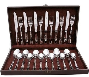 Ensemble de couverts classiques plaqués argent, finition miroir, manches longs, compatibles lave-vaisselle, pour mariage, cuillères, fourchettes, couteaux - Product Image 1
