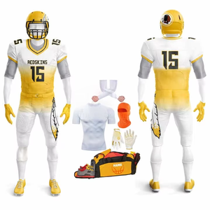 Tenues de football américain personnalisées OEM pour adultes, ensemble maillot sublimé à manches courtes et col en V, équipement d'équipe grandes tailles - Product Image 1