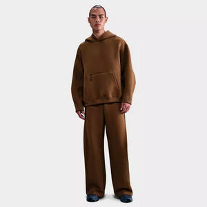 Sweat à capuche décontracté pour homme, motif uni, coupe droite, tissu tricoté polyester/coton, col à capuche, poche hiver - Product Image 1