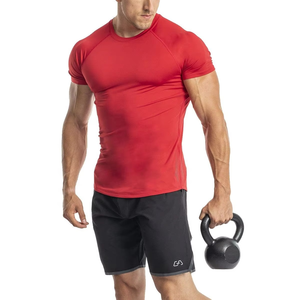 T-shirt de sport pour homme, respirant, à séchage rapide, pour entraînement, course à pied, vêtements de sport, 100% coton, col rond, manches courtes - Product Image 1