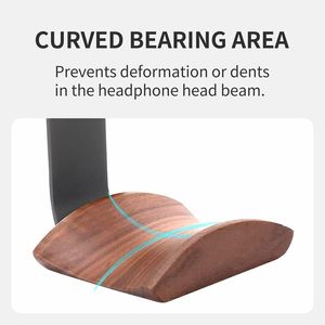 Support mural pour casque en bois de noyer avec adhésif VHB et vis, supporte jusqu'à 10 lb, produit de rangement mural en bois de noyer noir - Product Image 1