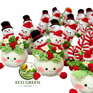 Handmade Crochet <b>Christmas</b> Tree Pot Decor Snowman Santa <b>Candy</b> <b>Cane</b> Holiday Home Table Centerpiece Wholesale OEM ODM Bulk - Product Image 1