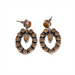 Jaipuri Inspiré Monalisa Pierre Oxydé Argent Boucles D'oreilles Festival Porter Designer Bijoux - Product Image 1