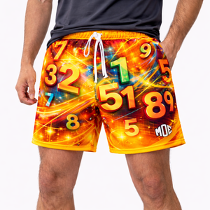 Pantalones Cortos Deportivos de Poliéster para Entrenamiento con Números Gráficos Sublimados al por Mayor, con Cordón Ajustable, para Rendimiento Atlético - Product Image 1